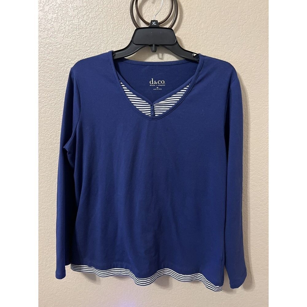 Denim‎ & Co Medium Long Sleeve Navy Blue Shirt (74)